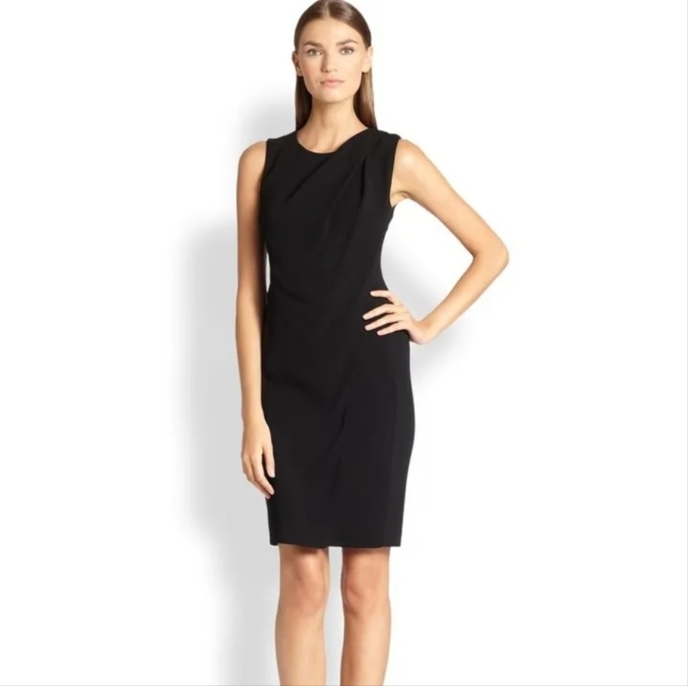 MaxMara Ghisa Black Draped Crepe Side Paneled Dress